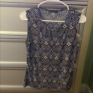 Tommy Hilfiger Blue and White Fitted Tank Top